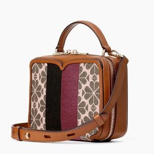 Kate Spade Flower Jacquard Vanity Stripe Mini Top-handle Crossbody Bag 💚🌸